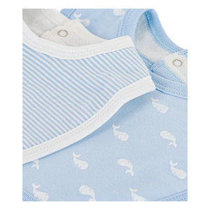 Petit Bateau - 2er-Set Bio-Baumwoll-Wal-Lätzchen | Blau