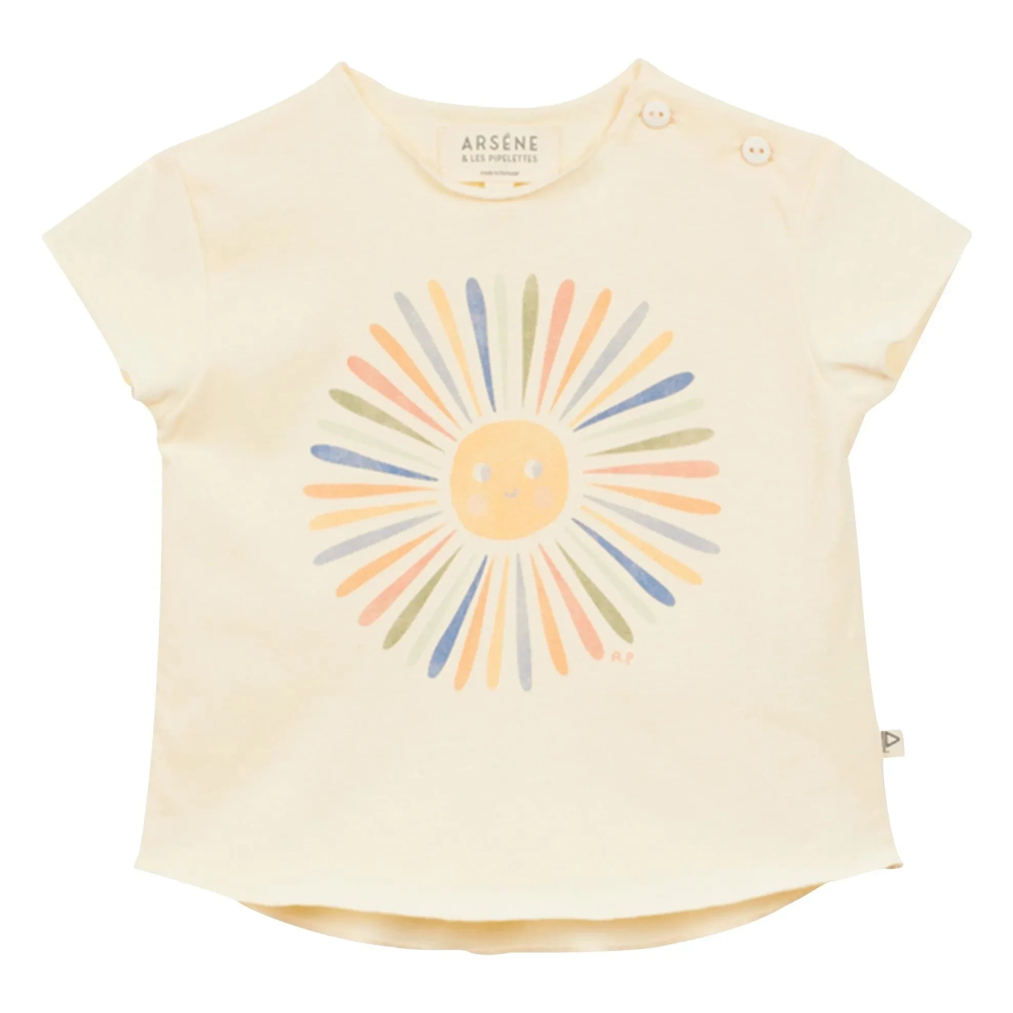Arsène et Les Pipelettes - T-Shirt aus Bio-Baumwolle Soleil | Ecru