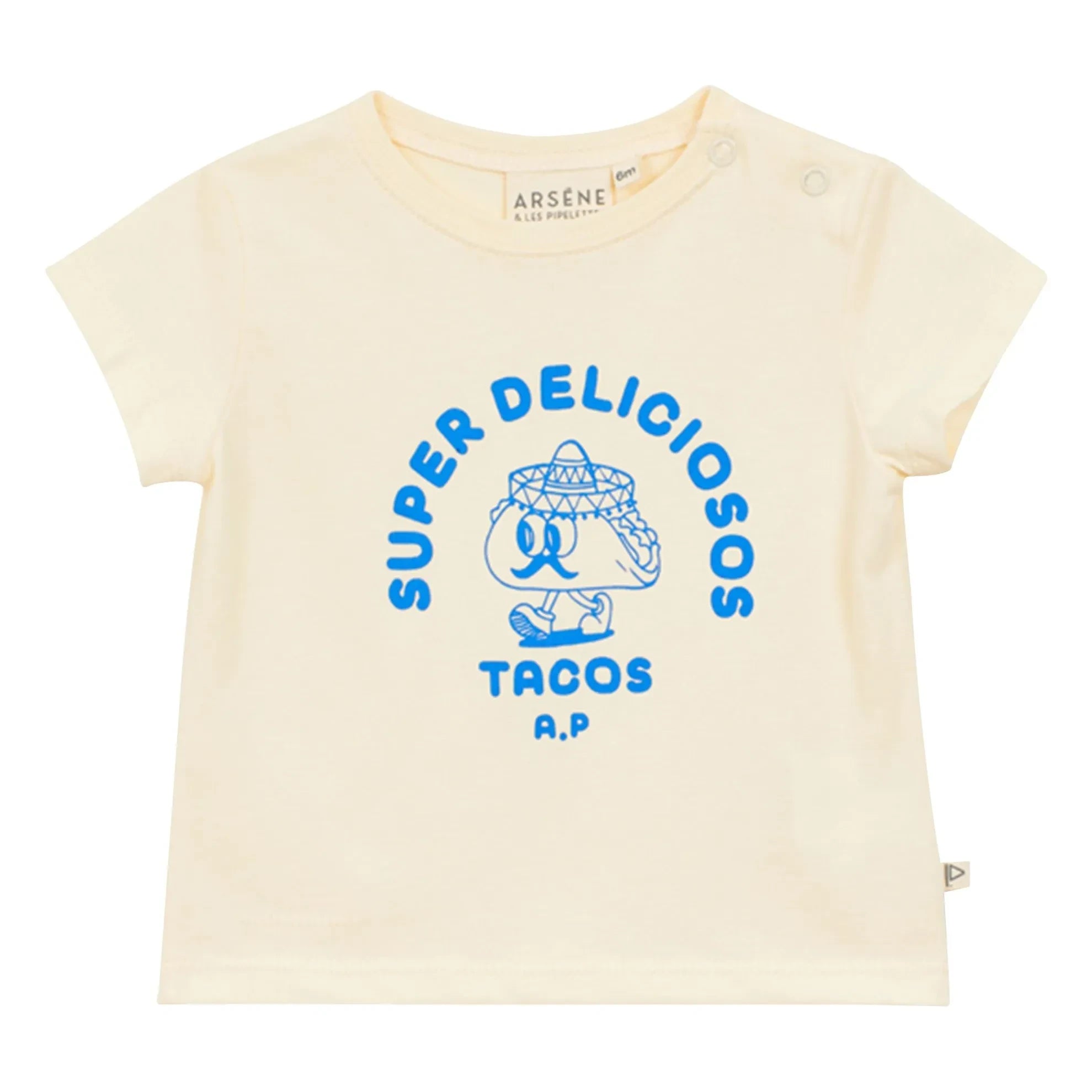 Arsène et Les Pipelettes - Super Deliciosos Baby-T-Shirt aus Bio-Baumwolle | Ecru