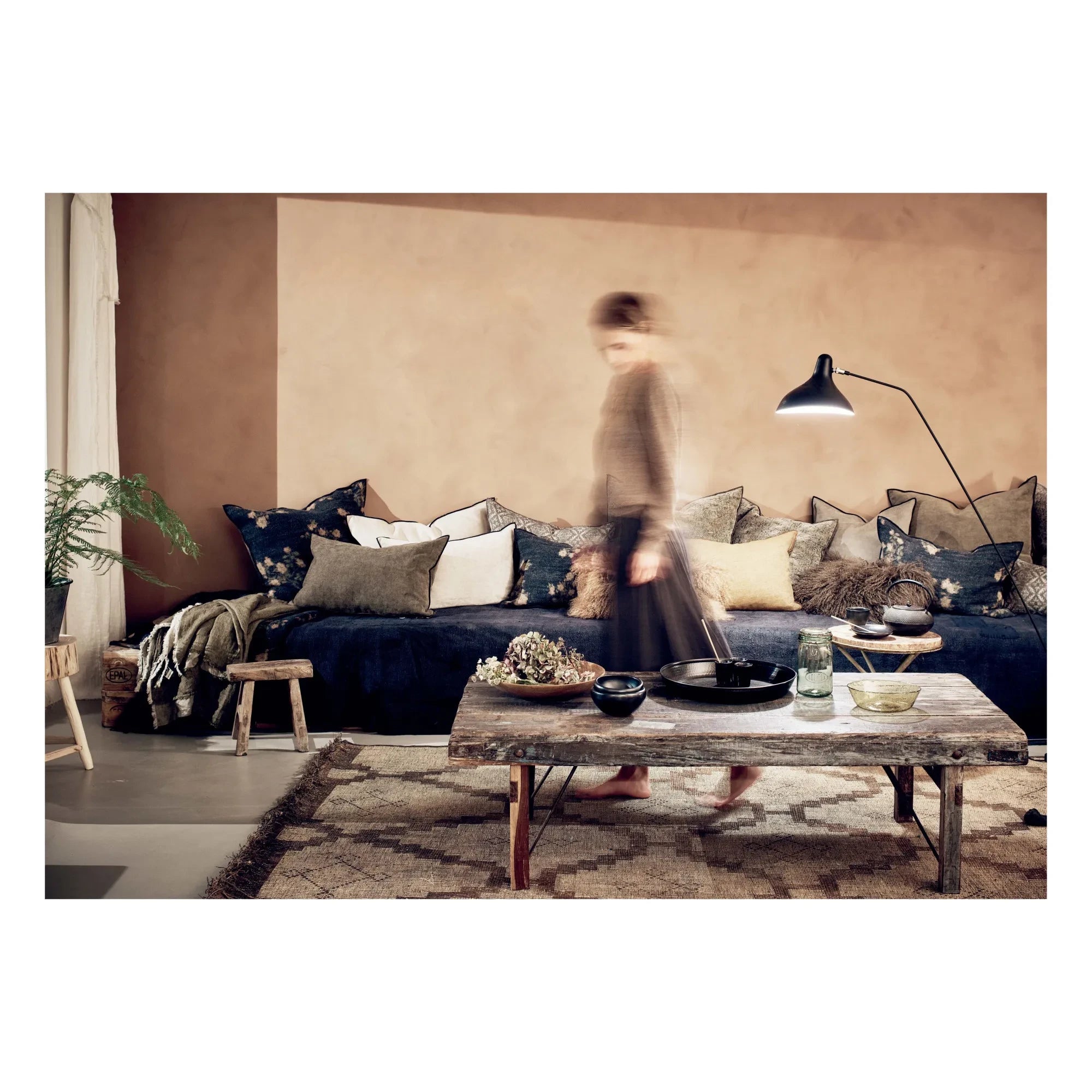 Ferienhaus – Vice Versa Leinenkissen | Crème-Rosen