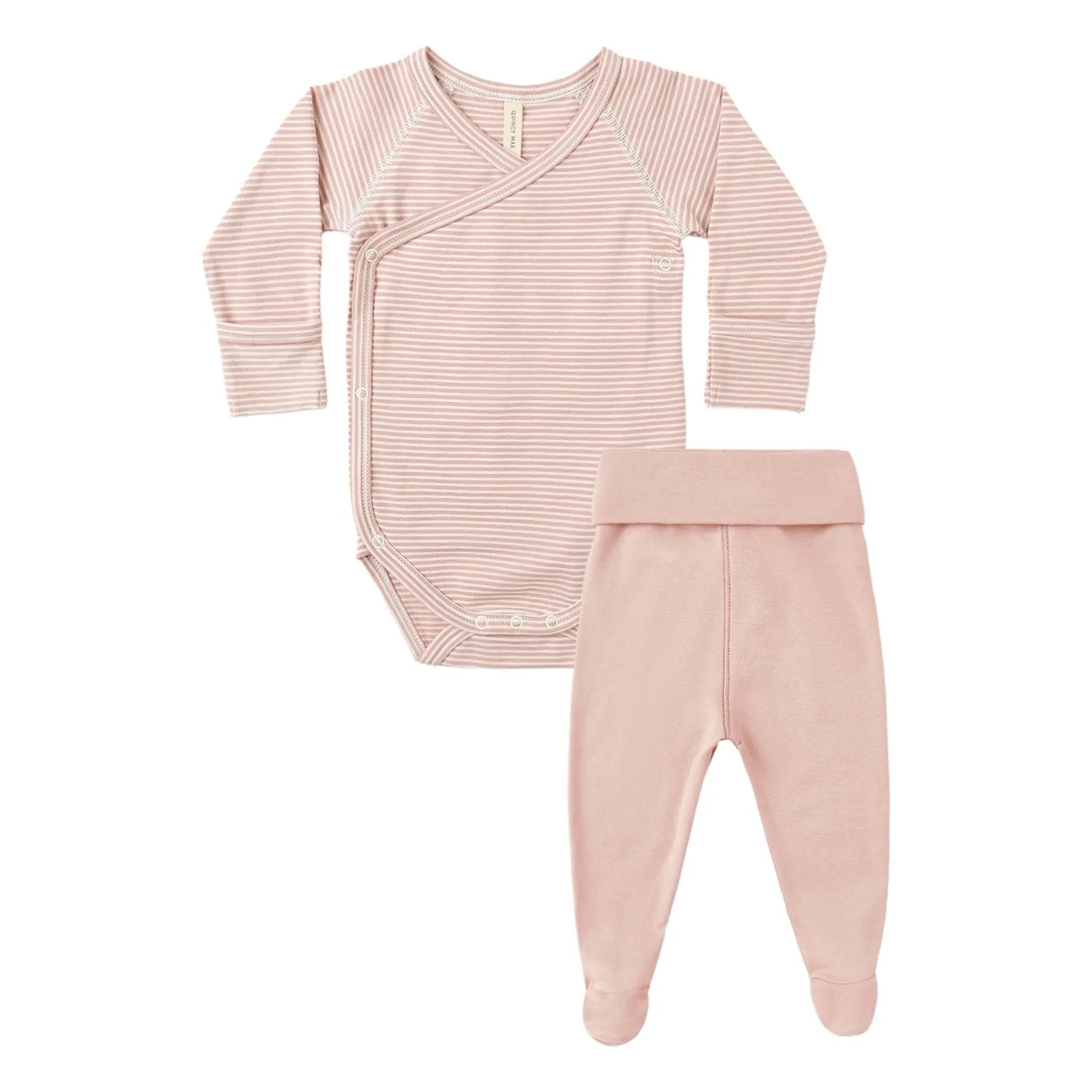 Quincy Mae - Set aus Bio-Baumwollbody und Hose | Rosa