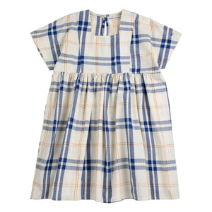 Bobo Choses - Tartan organik pamuk elbise | Ekru