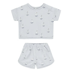 Quincy Mae - Segelboot-T-Shirt und Shorts-Set | Graublau