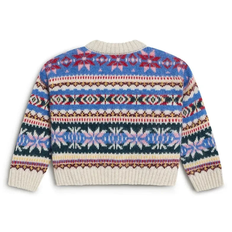 The New Society – Caia Jacquard-Babystrickjacke aus recycelten Fasern | Blau