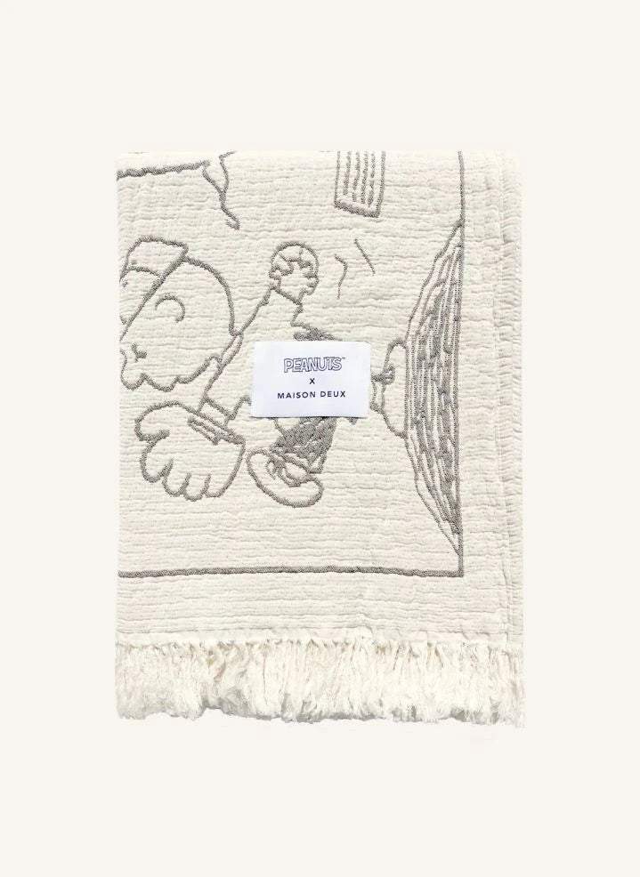 Maison Deux - Maison Deux x Peanuts | Weißer Baseball Druck Baumwolle Throw