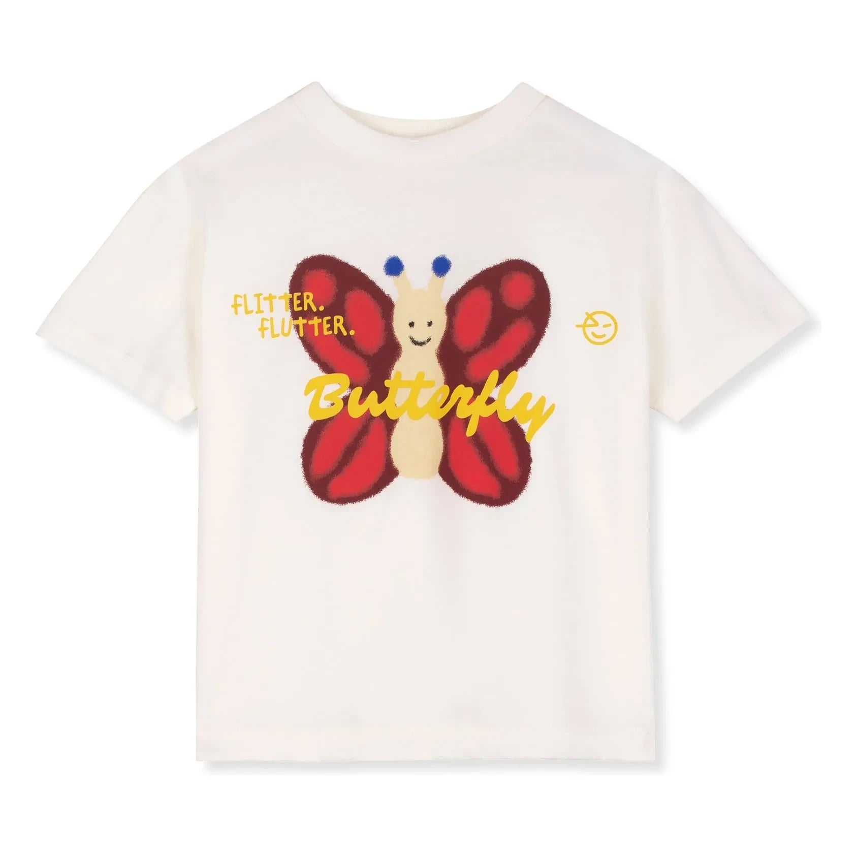 Wynken - Schmetterling Bio-Baumwoll-T-Shirt | Ecru