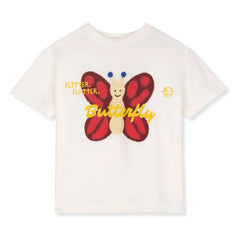 Wynken - Schmetterling Bio-Baumwoll-T-Shirt | Ecru