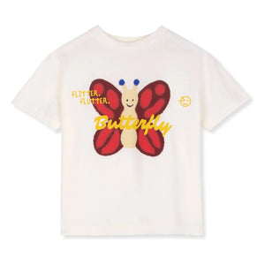 Wynken - Schmetterling Bio-Baumwoll-T-Shirt | Ecru