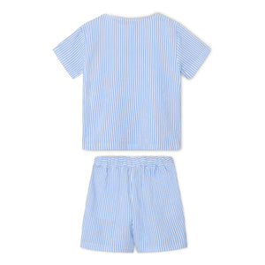 Fliink - Gestreiftes Cha-Cha-Shorts- und T-Shirt-Set | Hellblau