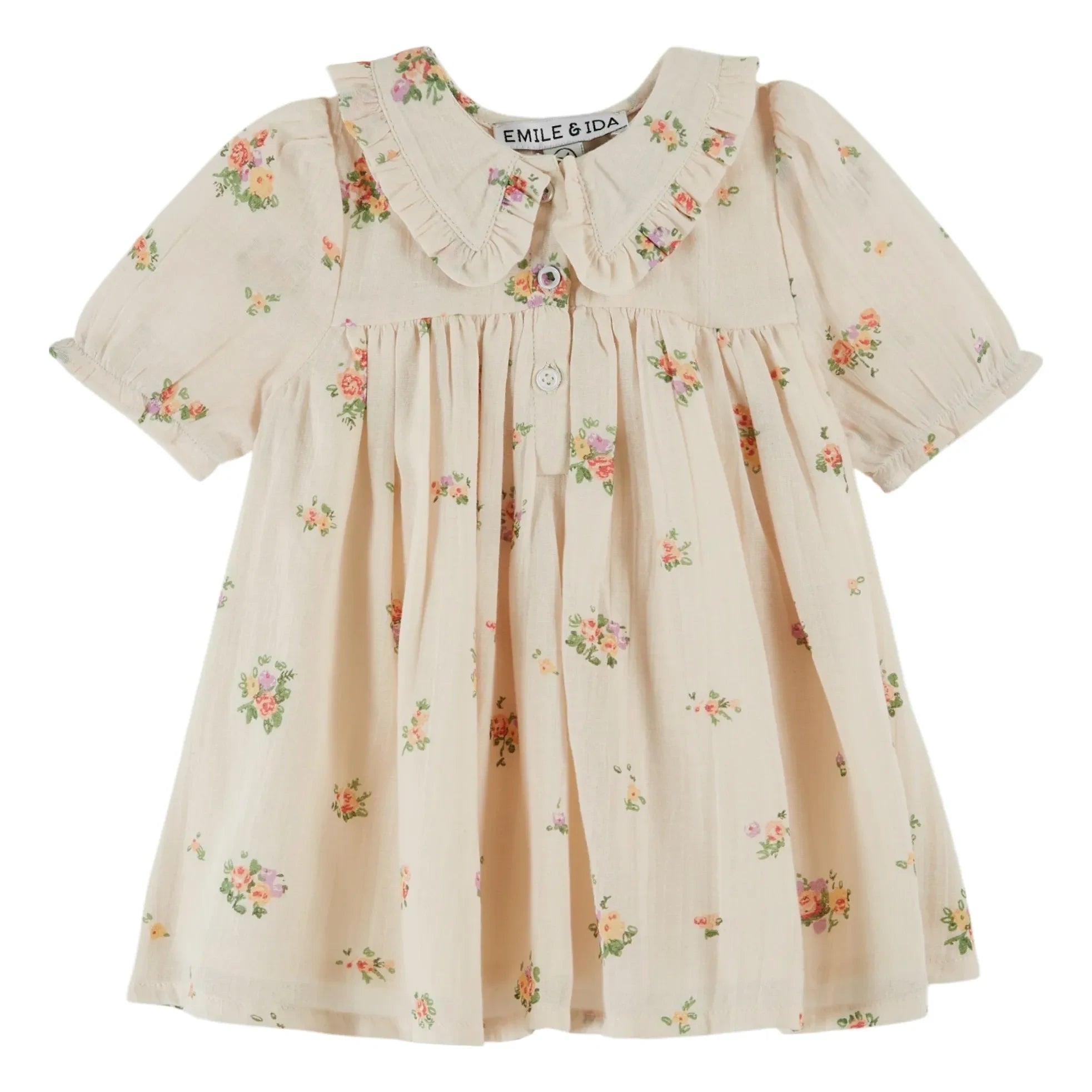 Emile et Ida - Maxikleid aus Bio-Baumwolle mit Blumenmuster | Creme