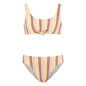 Beachlife - 2-teiliger Badeanzug mit Rüschen und Streifen | Blassgelb
