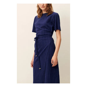 Sessùn - Lazula Baumwoll-Kleid mit Streifen | Dunkelblau