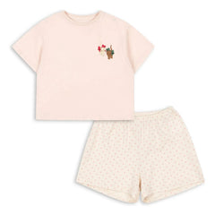 Konges Sløjd - T-Shirt und Shorts Set Famo Chats Bio-Baumwolle | Blassrosa