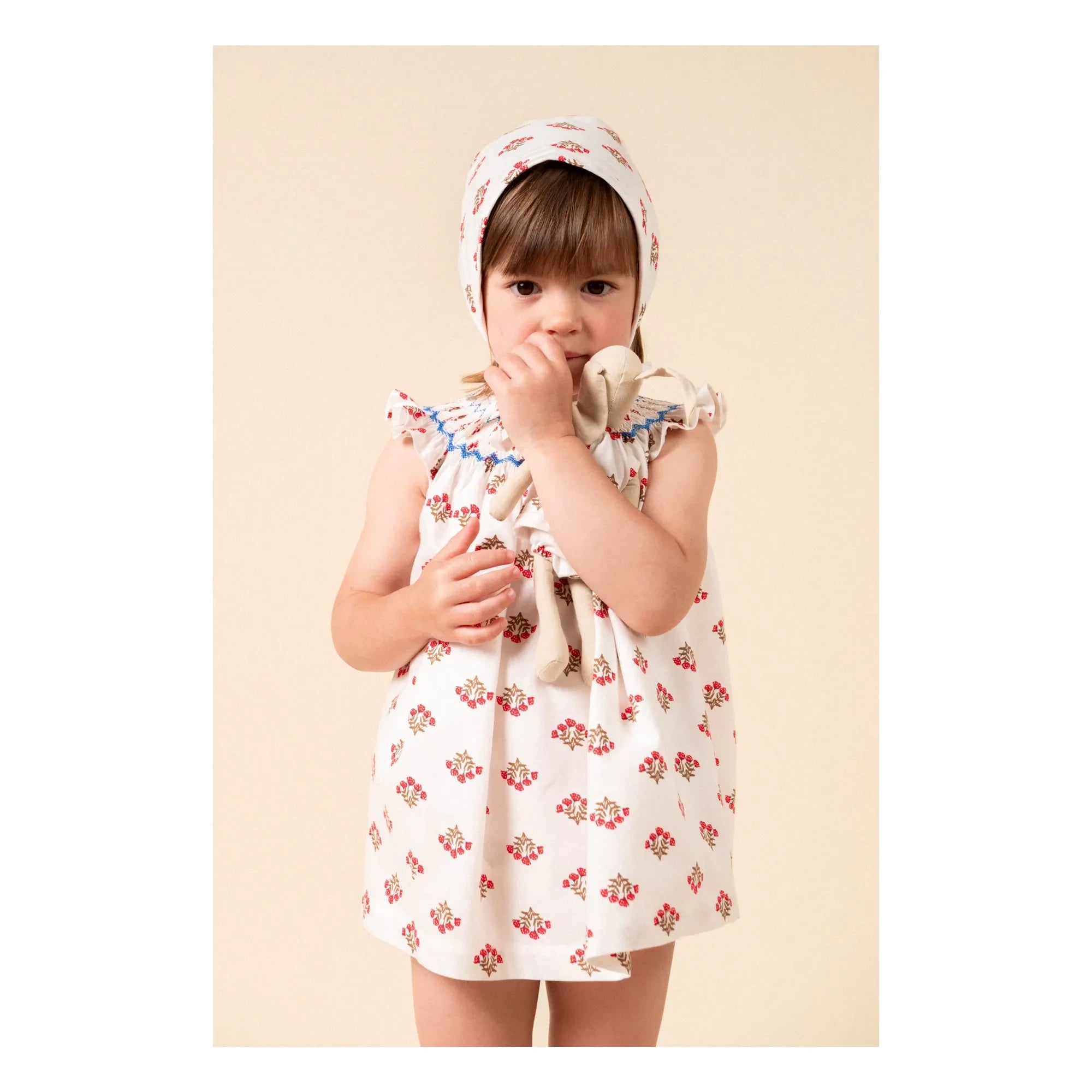 birinit - Monzón Bio-Baumwoll-Bluse mit Raffung und Overall-Set | Weiß