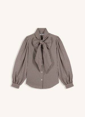 Maria de la Orden - Märchen-Vichy-Baumwollbluse | Braun