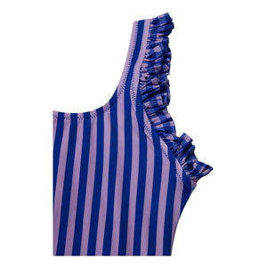 Jera Mini - Gestreifter Rüschen-Badeanzug | Marineblau