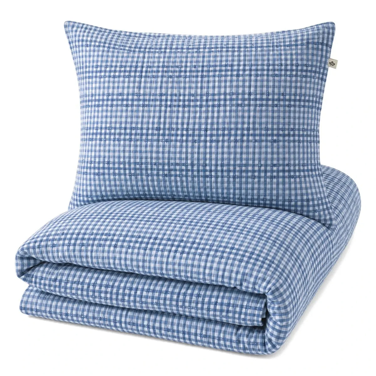Editions Aimable - Paulette Bettwäsche-Set | Blaue Vichy-Baumwolle