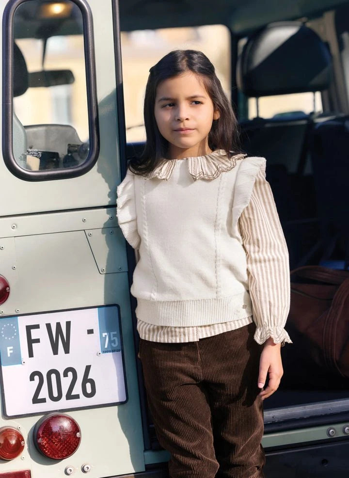 Tartine et Chocolat - Volantärmelloser Pullover | Ecru