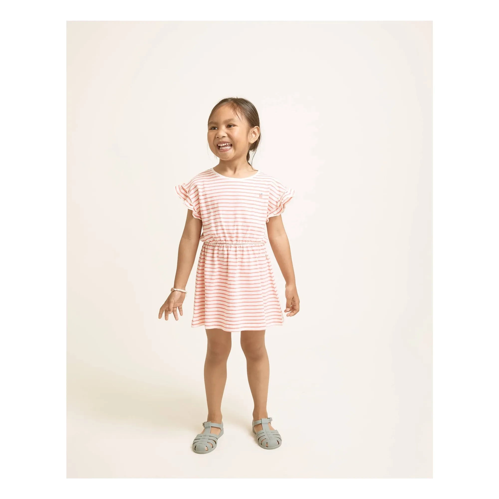 Búho - Gestreiftes Strickkleid Erdbeere Bio-Baumwolle | Rosa