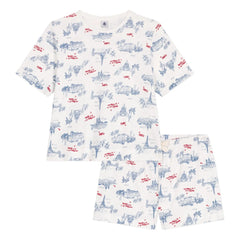 Petit Bateau – Schlafanzug-Shorts aus gerippter Bio-Baumwolle | Ecru