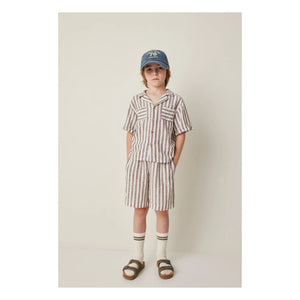 Tocoto Vintage - Leinen gestreiftes Hemd | Braun
