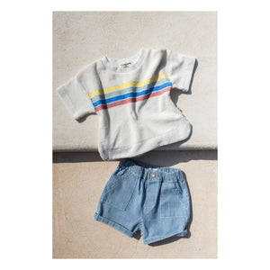 1+ in the family - Andratx Çizgili Denim Bermuda Şort Organik Pamuk | Açık Mavi