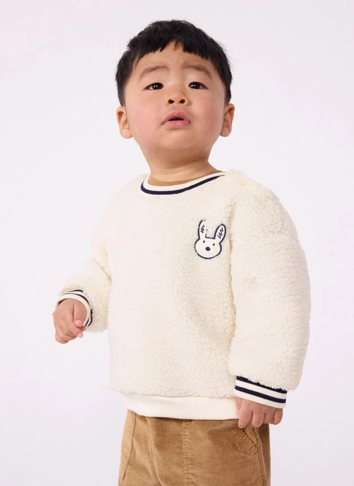 Petit Bateau - Hasen-Sherpa-Pullover | Ecru