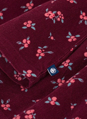 Petit Bateau - Rüschige Samt-Bluse aus Bio-Baumwolle mit Blumenmuster | Bordeaux