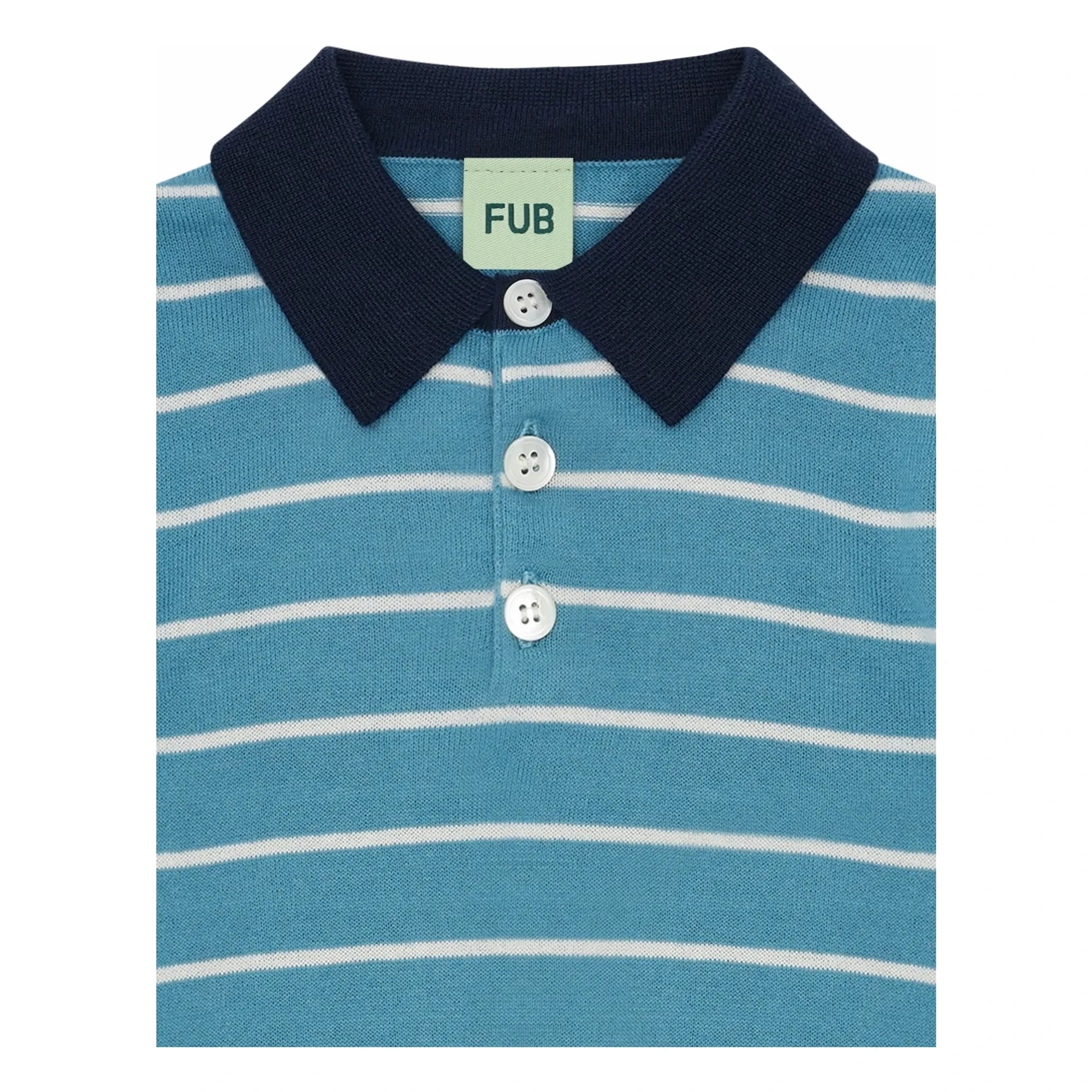 FUB - Gestreiftes Poloshirt Extra Fine Knit Bio-Baumwolle | Azurblau