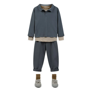Gray Label - Gestreiftes Bio-Baumwoll T-Shirt | Dunkles Khaki Braun