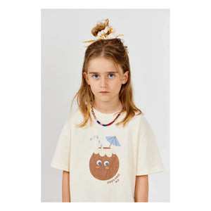 Arsène et Les Pipelettes - Bio-Baumwoll-T-Shirt mit Kokosnuss-Print | Ecru