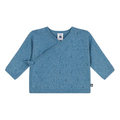 Petit Bateau - Wickelcardigan aus Pointelle-Wolle | Hellblau