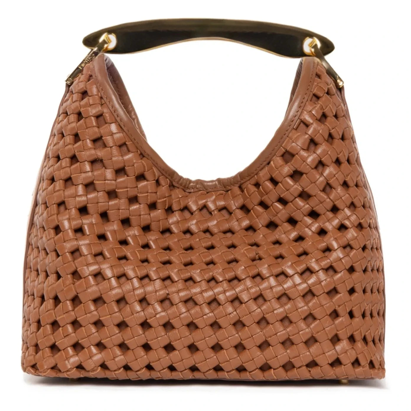 Elleme - Kleine Boomerang Flechtleder Tasche | Cognac