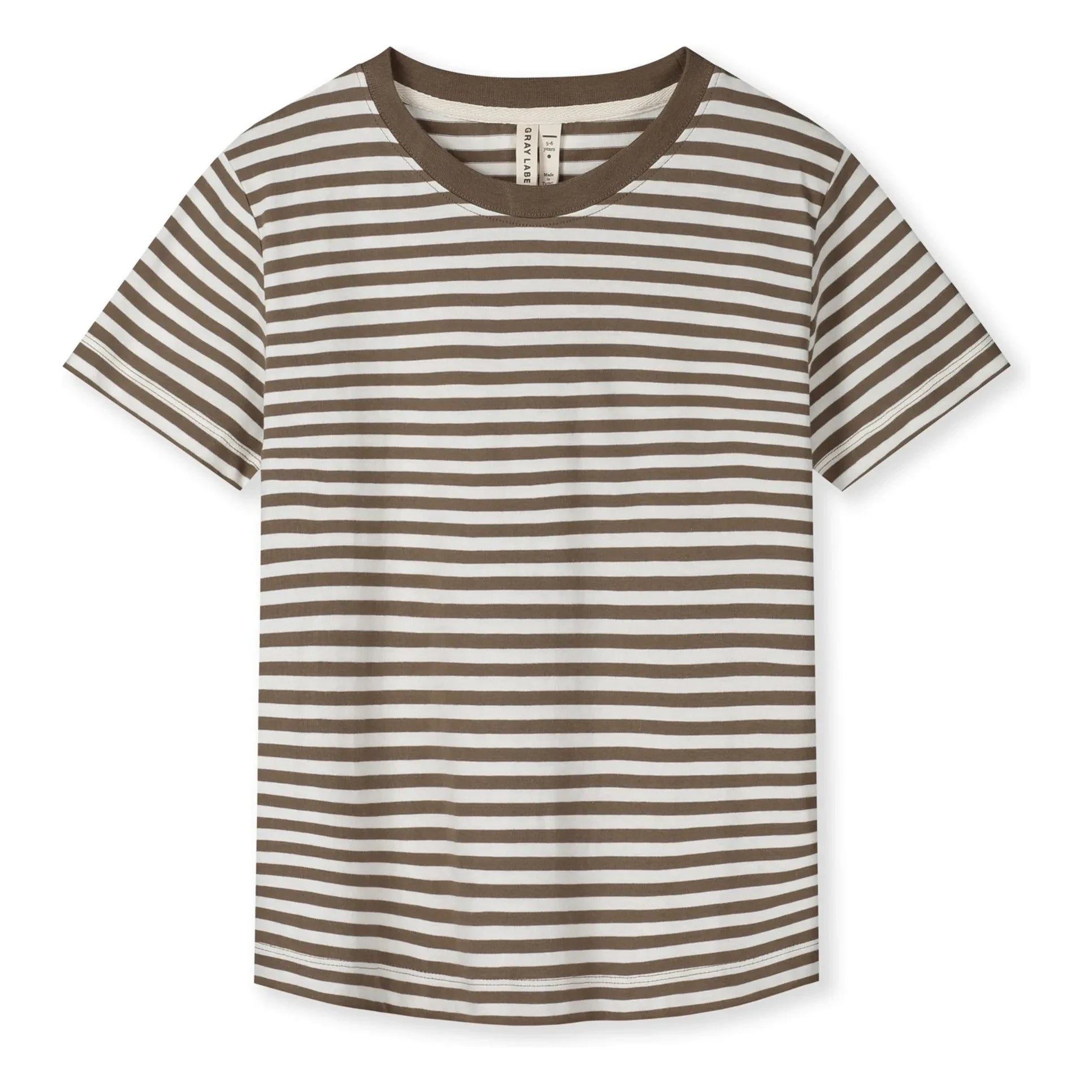 Gray Label – Oversize Gestreiftes T-Shirt aus Bio-Baumwolle | Khakibraun