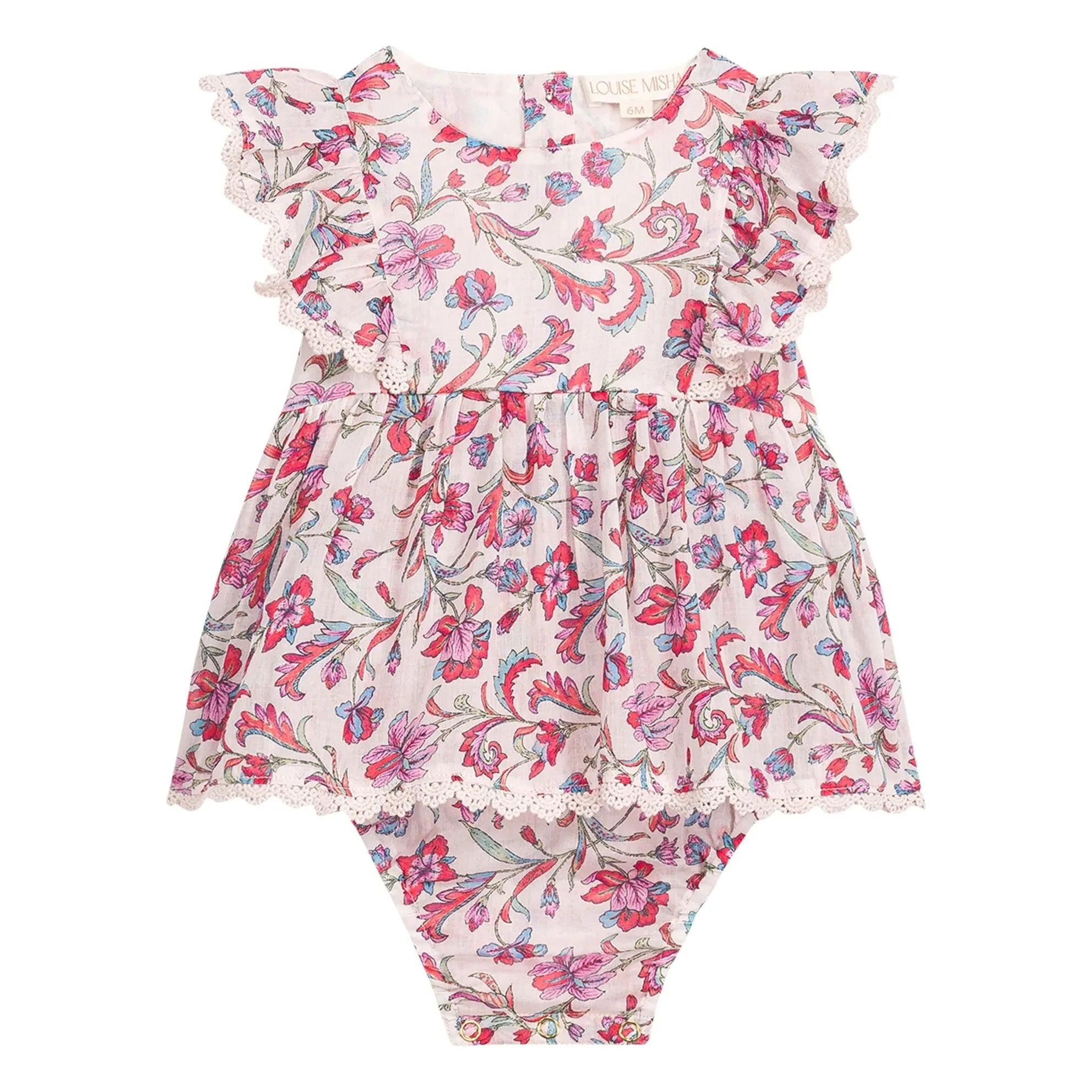 Louise Misha - Lena Fleurie Bio-Baumwoll-Strampler-Kleid | Creme
