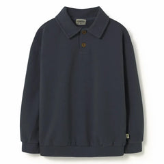 Cozmo - Piero Sweatshirt mit Polokragen aus Bio-Baumwolle | Marineblau