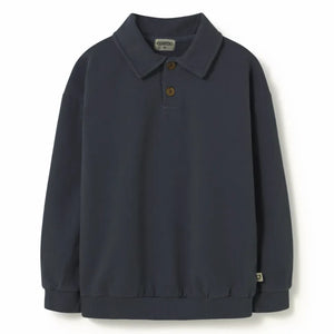Cozmo - Piero Sweatshirt mit Polokragen aus Bio-Baumwolle | Marineblau