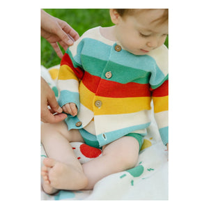 Bayiri – Regenbogen-Strickjacke aus Bio-Baumwolle | Türkis