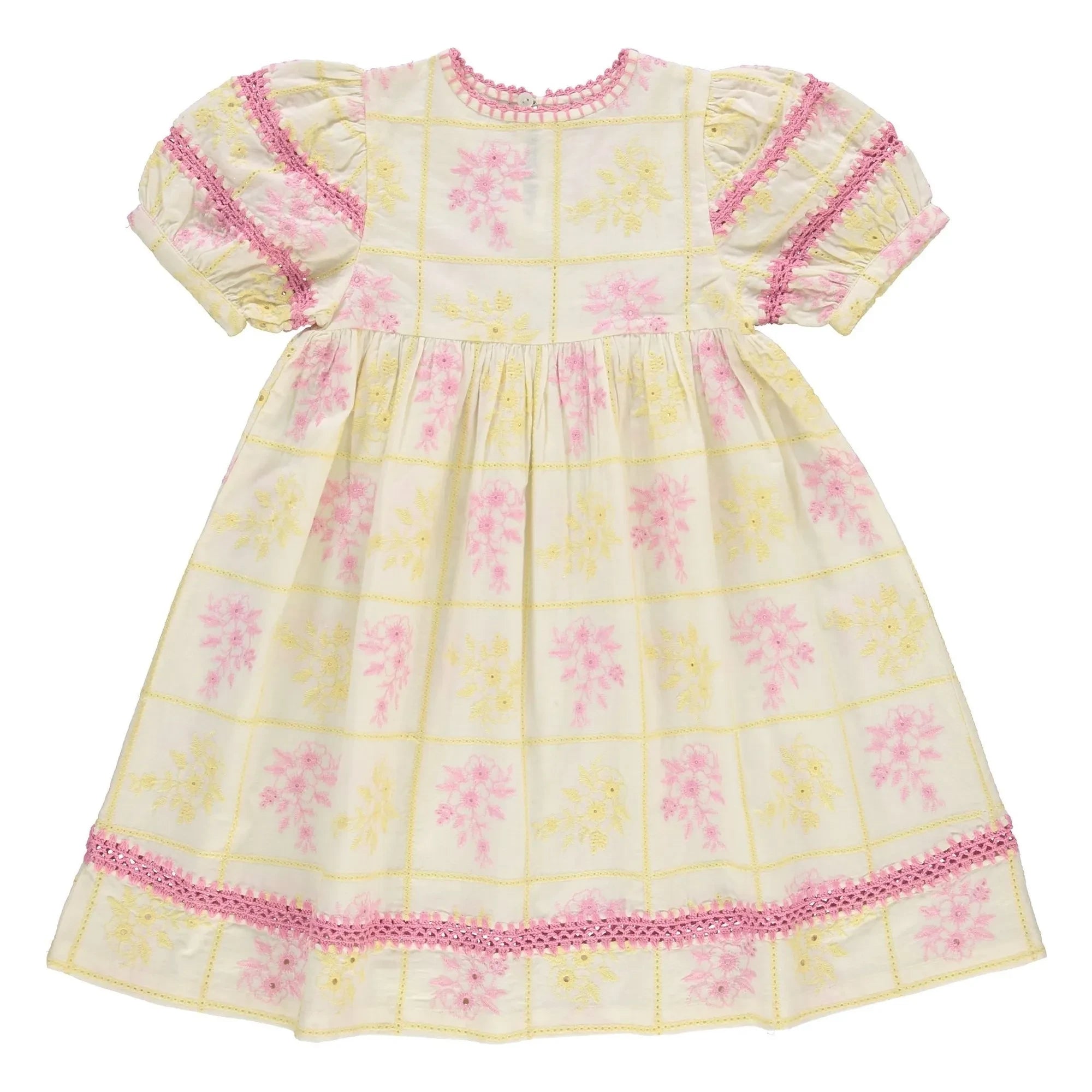 Bebe Organic - Besticktes Lätzchenkleid Alba | Gelb