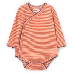 Tinycottons – Gerippter Wickelbody aus Bio-Baumwolle mit Streifen | Rot
