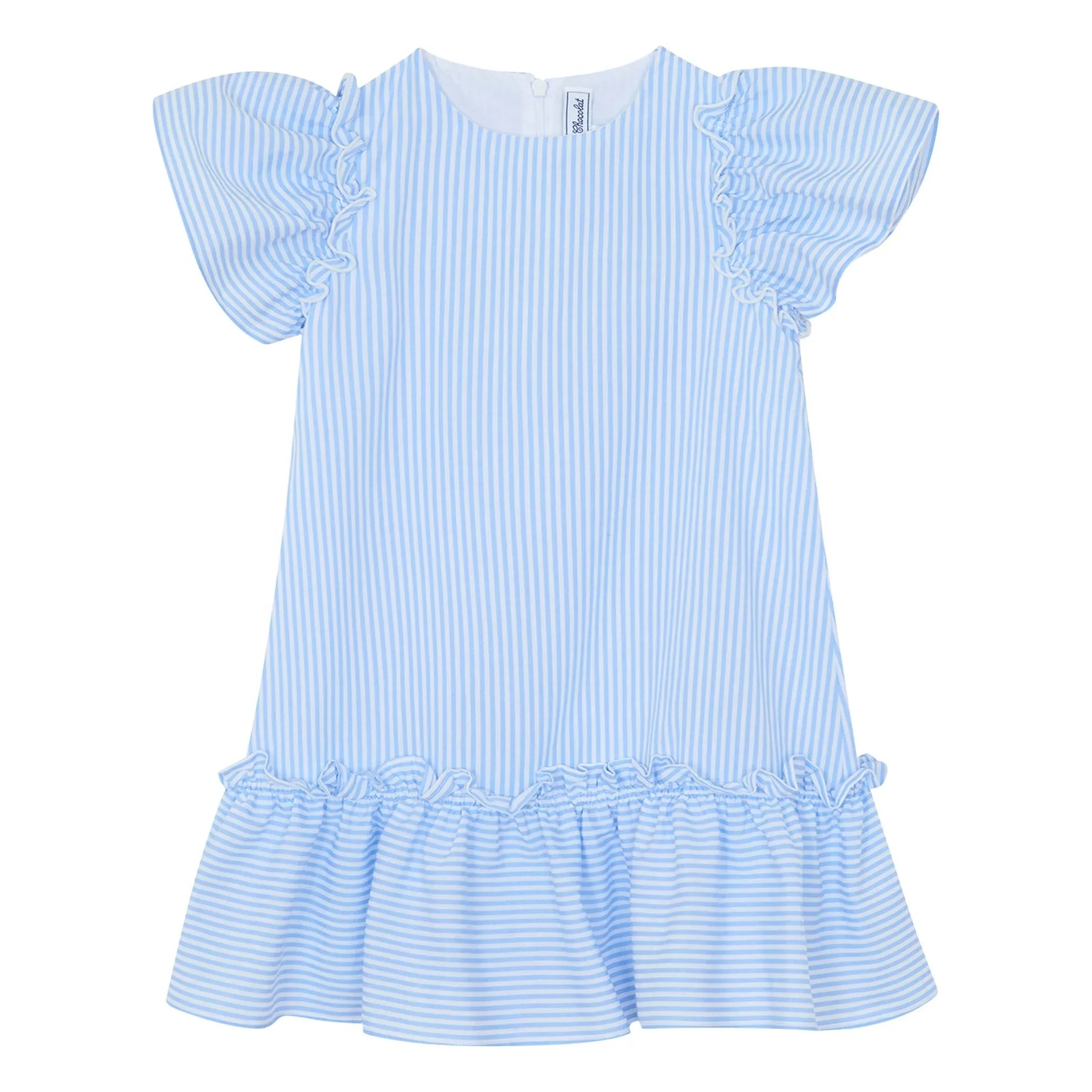 Tartine et Chocolat - Gestreiftes Rüschenkleid | Blau