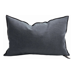 Maison de Vacances - Vice Versa Black Line Stone Washed Linen Yastık | Carbon