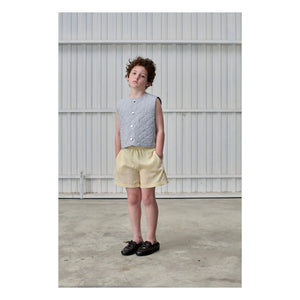 Tangerine - Gestreifte weite Shorts mit Gummibund | Blassgelb
