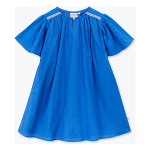 Arsène et Les Pipelettes - Rüschenkleid aus Bio-Baumwollvoile | Azurblau