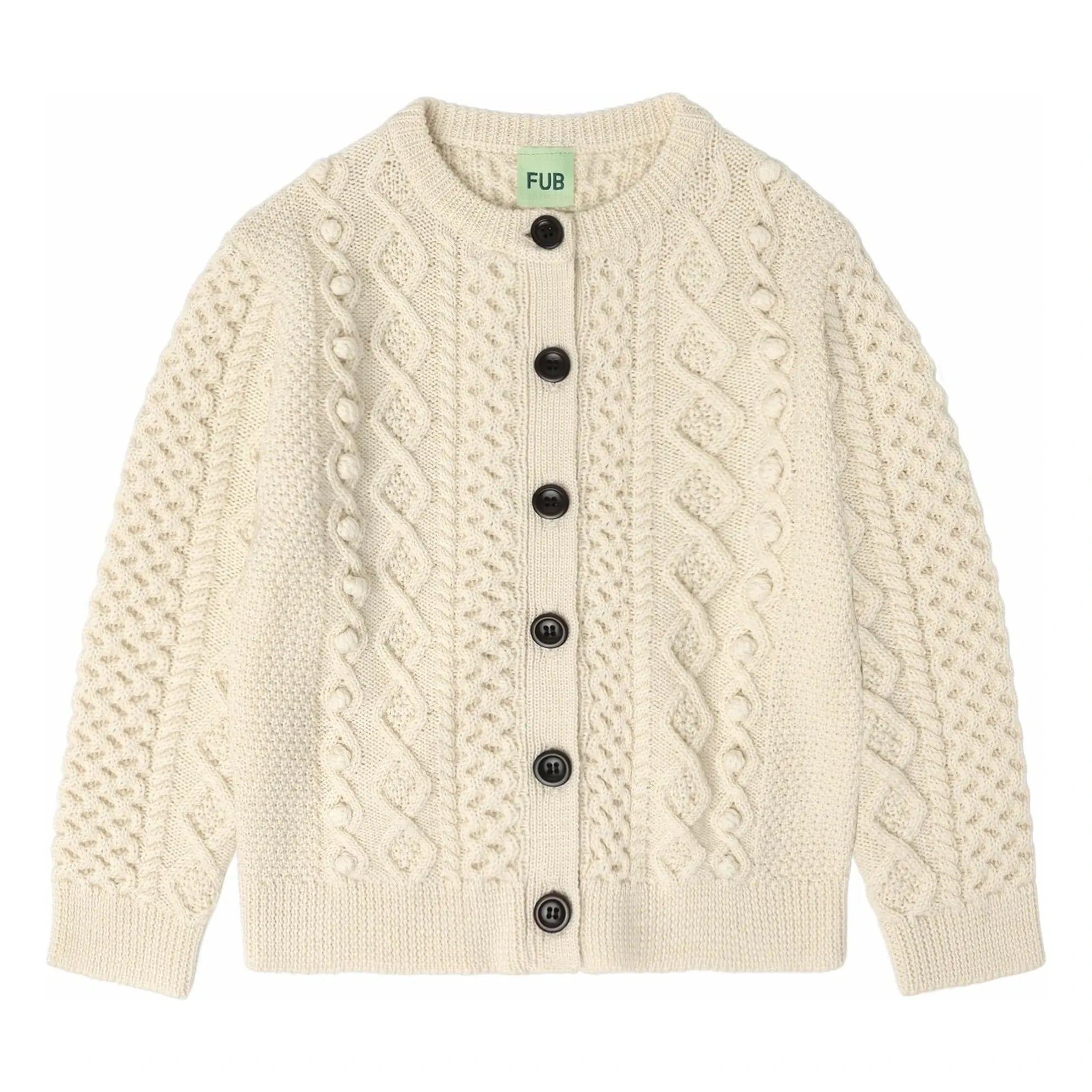 FUB - Aran Merinowoll-Cardigan | Ecru
