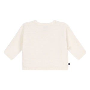 Petit Bateau – Wickelstrickjacke aus Pointelle-Wolle | Ecru