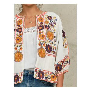 M.A.B.E. - Greta Jacke mit Baumwollstickerei | Orange