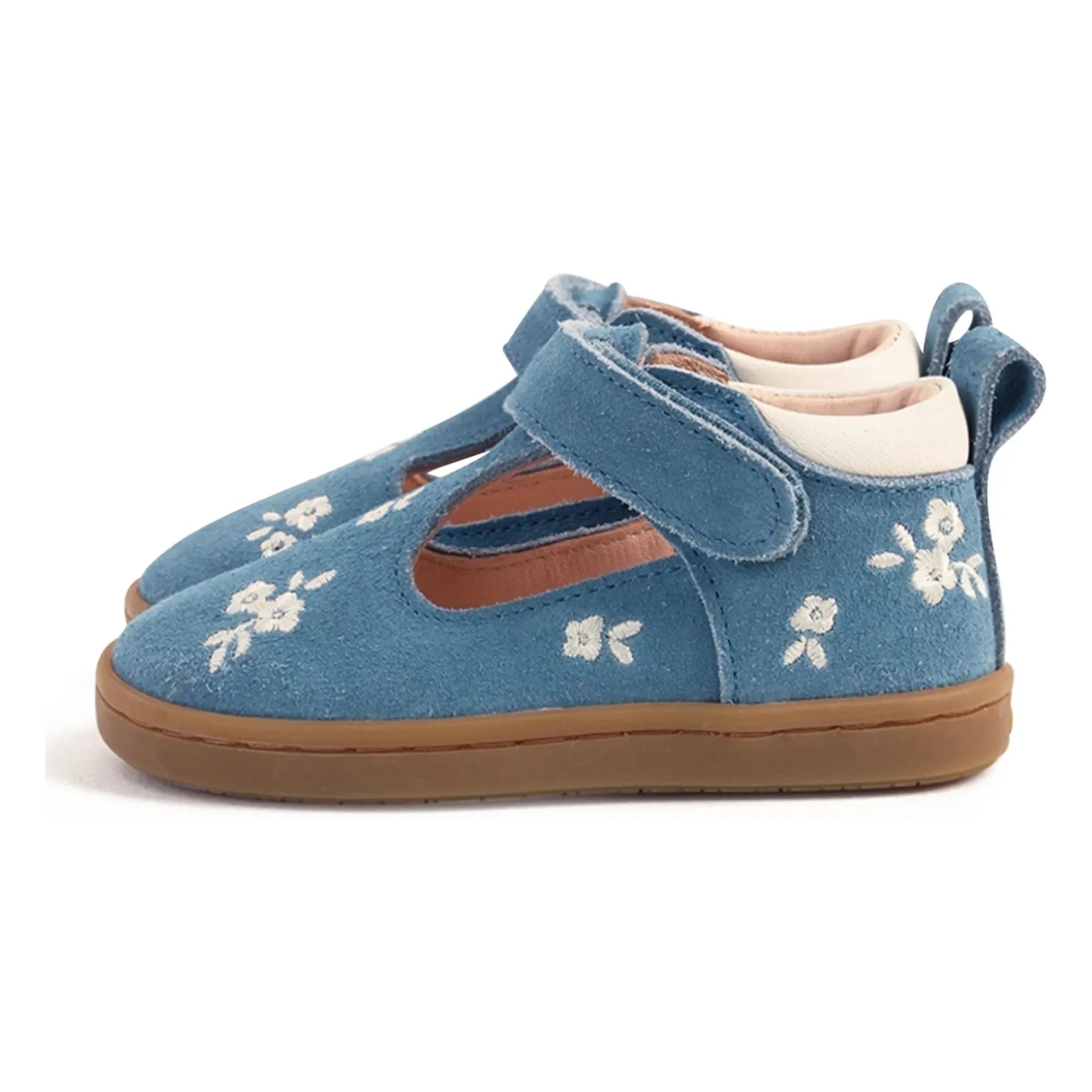 Lazare - Babies Pia Etoile Blumen Bestickt Wildleder | Denim Blau