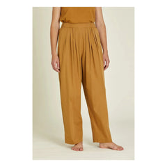 Black Crane - Organische Baumwoll-Popeline-Hose mit Raffung | Camel