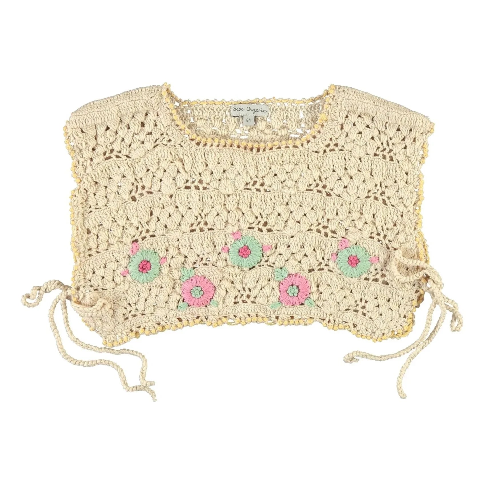 Bebe Organic - Anais Stricktop Bio-Baumwolle Blumen | Ecru